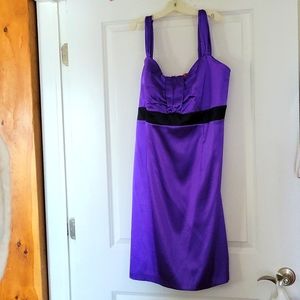 Formal Purple and Black Satin Dress